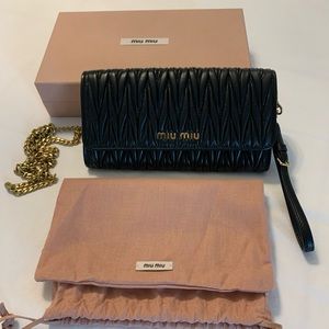 Miu Miu Wallet on a Chain with Additional Wrist Strap